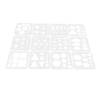 VILLCASE 12 Piezas Plantillas de Pintura Geométricas para Plástico Resistente Formas de Flores y Estrellas Herramientas de Manualidades para Profesores Plantillas Reutilizables para Dibujo