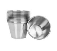 VILLCASE 12 Piezas Tazas de Salsa de Acero Inoxidable Redondas y Pequeñas para Condimentos Resistencia al Desgaste y Diseño Conveniente para Almacenamiento en Familias y Restaurantes