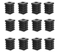 VILLCASE 12piezas Tapones para Tubos Cuadrados con Rosca Protectores Plásticos para Patas de Sillas y Muebles Insertos Ajustables con Tuerca Integrada Protectores de Suelo para Oficina