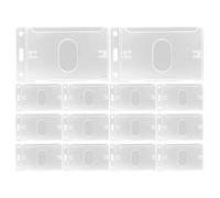 VILLCASE 15 Piezas Funda de Tarjeta Transparente Vertical de Plástico Rígido Inserción Lateral para Oficina y Escuela, Porta Credenciales Función para Colgar en Lanyards y Carretes