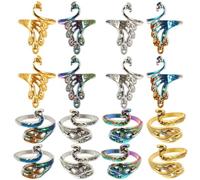 VILLCASE 16 Anillos Abiertos de Crochet para Tejer Dedos, Accesorios Ajustables de Aleación para Labores Creativas y Manualidades