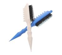 VILLCASE 2 Cepillos para Cabello Rizado Cerdas de Cerda de Jabalí, Peine Cardador en Tonos Claros para Masaje de Cuero Cabelludo, Herramienta para Peinar y Seccionar Pelo Fino en Salón