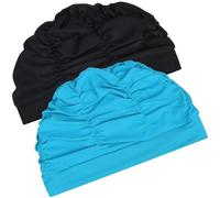 VILLCASE 2 Gorros de Natación Transpirables y Cómodos Elásticos Unisex de Poliéster Estructura Plisada para Nadar en Piscina o Playa