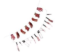 VILLCASE 2 Juegos Banner Colgante de Halloween Partes del Cuerpo Rotas y Cuchillos Sangrientos, Plástico Resistente y Cuerda para Decoración de Casas Encantadas y Bromas