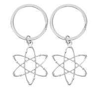 VILLCASE 2 llaveros de metal plata con logotipo grande, llavero de laboratorio de química, llavero de físico para estudiantes y bolso