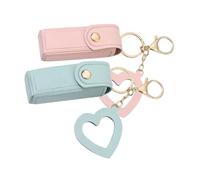 VILLCASE 2 Llaveros Porta Bálsamo Labial Estuche Organizador para Monedas y Llaves Mini Funda de Silicona Resistente a Golpes Colores Rosa y Verde Intenso Adecuado para Bolso y Uso