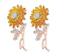 VILLCASE 2 Piezas Broche Floral de Girasol, Alfiler de Solapa Forma de Flor, Chic, Aleación, Fácil de Abrir, No se Rompe Fácilmente, para Mujeres, para Cárdigan y Bufanda, Amarillo