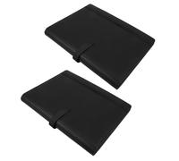 VILLCASE 2 Piezas Carpeta para Partituras de Coro de Uso Diario, Diseño con 3 Anillos, Material Pu Cuero Negro, con Bolsillo y Correa Ajustable para Ensayos y Presentaciones