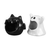VILLCASE 2 Piezas Cuencos de Cerámica para Halloween con Diseño de Fantasma y Murciélago Contenedores de Dulces Decorativos Resistentes y Fáciles de Limpiar para Fiesta Temática de