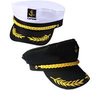 VILLCASE 2 Piezas de Sombrero de Capitán para Hombre, Accesorios de Navegación en Algodón Poliéster, Lavables y Reutilizables, Ideales para Fiestas y Cumpleaños