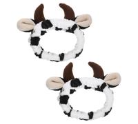VILLCASE 2 Piezas Diadema de Maquillaje Estampado de Vaca de Tela Clara para Lavado de Cara y Rutina Diaria de Cuidado Accesorios Cabello