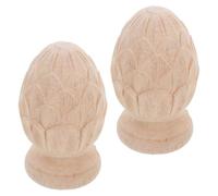 VILLCASE 2 Piezas Finials de Madera Tallada sin Acabado Forma de Piña para Escaleras Remates de Valla y Accesorios Decorativos para Muebles y Columnas Instalación Fácil