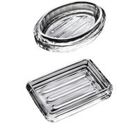 VILLCASE 2 Piezas Jabonera de Vidrio Caja de Almacenamiento Cuadrada Diseño Moderno para Baño para Jabón y Esponjas, Adecuado para Decoración y Uso en Baño