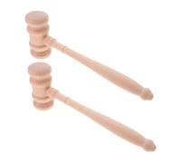 VILLCASE 2 Piezas Martillo de Juez de Madera sin Acabado Accesorio de Disfraz para Cosplay Martillo de Subasta y Juguete con Sonido Color Natural