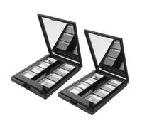 VILLCASE 2 Piezas Paleta de Maquillaje con 8 Compartimentos en Caja Negra Mate con Base de Aluminio y Superficie Resistente a Huellas para Uso en Casa y DIY