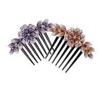 VILLCASE 2 Piezas Peinetas Laterales de Pelo con Pedrería Diseño Floral con Brillo Antideslizantes para Mujer Accesorios para Cabello Bodas Fiestas y Uso Diario Colores Violeta Degradado y