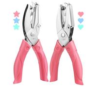 VILLCASE 2 Piezas Perforadora de Papel Pequeña Resistente de Acero Inoxidable Formas de Corazón y Estrella para Etiquetas y Manualidades con Compartimento Recogedor de Residuos