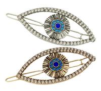 VILLCASE 2 Piezas Pinzas Cabello Forma de Ojo Turco Mal de Ojo, Aleación Decoraciones de Brillantes, Accesorio Elegante para Fiestas Temáticas Año
