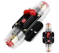 VILLCASE 2 Piezas Portafusibles Manual para Coche Disyuntor de Reinicio de 150a, Metal Resistente para Sistemas de Audio Automotriz y Amplificadores, Protección Fiable