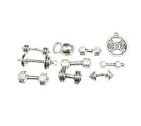 VILLCASE 20 Colgantes de Aleación Retro para Bricolaje Forma de Mancuerna, Accesorios de Joyería DIY de Plata, Ideales para Pulseras y Tobilleras Varios estilos