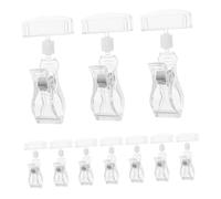 VILLCASE 20 Piezas Clips Sujetadores Transparentes Giratorios para Etiquetas Plásticas Soportes Ajustables para Supermercados Tiendas de Ropa y Frutas Expositores Versátiles para Carteles