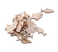 VILLCASE 20 Piezas de Rodajas de Madera Forma de Pez para Manualidades de Bricolaje, Superficie Lisa y Ligera, Ideales para Decoración de Halloween y Proyectos Creativos Varios estilos
