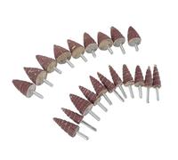 VILLCASE 20 Piezas de Ruedas Abrasivas Cónicas Mango, Surtido de Cabezales de Rectificado en Forma de Cono para Lijadoras Rotativas, Ruedas de Aletas de Papel de Lija para Esmerilado