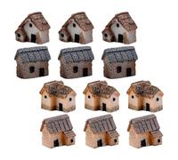 VILLCASE 20 Piezas Mini Casa de Pueblo de Resina, Casa de Resina en Miniatura, Decoración de Paisajes de Musgo, Cabaña Vintage Rústica, para Terrarios y Bonsáis, 1