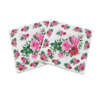 VILLCASE 20 Servilletas de Papel Flores Estampadas en Color Rosa para Bodas y Cumpleaños, Diseño Floral Único y Tamaño 33x33cm