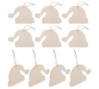 VILLCASE 20 Unidades Adornos Madera Gorro Santa Claus sin Pintar con Cordel para Colgar Recortes Madera Huecos para Pintar Decoración Navidad DIY Manualidades Grupo y Fiesta
