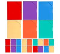 VILLCASE 24 Piezas Carpeta de Archivos Colorida A4 Diseño en L, Construcción en Plástico Resistente y Función para Almacenamiento en Oficina