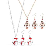 VILLCASE 2juego Pendientes Colgantes y Collar de Gemas de Imitación Conjunto de Joyas Navideñas para Mujer Pendientes de Gancho y Collar Navideño