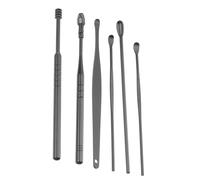 VILLCASE 2juegos Kit de Limpieza de Oídos con Cucharas Espirales de Acero Inoxidable y Silicona Removedor Seguro de Cera con Estuche Negro para Cuidado Diario