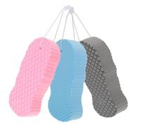 VILLCASE 3 Esponjas de Baño Infantiles 3D para Bebés Esponjas Exfoliantes Suaves y Flexibles Colores Gris Azul y Rosa Estropajos de Baño Prácticos para Uso Casa y Viaje