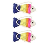 VILLCASE 3 Piezas de Juguete para Gatos Cuerda, Pequeño Tamaño, Forma de Pez de Sisal Natural, Tabla Rascadora para Gatitos, Accesorio para Afilar Garras y Juego Color Aleatorio