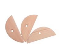 VILLCASE 3 Piezas Herramienta para Raspar Cerámica, Costilla de Cerámica de Madera Forma de Luna, Caqui, para Arcilla y Arcillas Poliméricas, Bordes Suaves, Agarre Cómodo, Aulas y