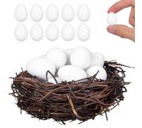 VILLCASE 30 Piezas Huevos de Plástico Blanco para Pájaros Alta Durabilidad y Realismo, Ideales para Entrenamiento de Loros y Manejo de Nidos