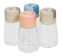 VILLCASE 4 Botellas Dosificadoras de Vidrio Dispensador Medidor Almacenamiento Práctico de Especias Color Aleatorio para Sal y Pimienta Tapa para Cocina y Comedor