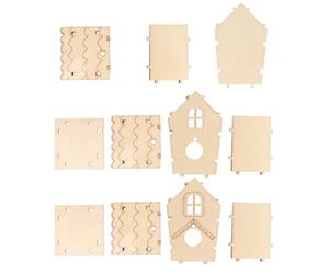 VILLCASE 4 Nidos de Madera de Paulownia sin Pintura, Caja de Cría de Aves para Jaulas, Decoración DIY para Pájaros Patrón de Líneas, Juego de 4 Piezas para Manualidades Infantiles