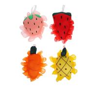VILLCASE 4 Piezas Depurador Corporal Reutilizable con Forma de Frutas Pe, Bola de Baño Exfoliante para Limpieza Cutánea, Accesorio de Ducha Adecuado para Baño Diario
