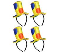 VILLCASE 4 Piezas Diadema Accesorios de Circo Versátiles de Payaso Divertida y Ligera de Tela y Plástico Adultos para Fiestas Interiores y Cumpleaños