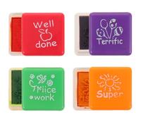 VILLCASE 4 Sellos de Comentarios para Manualidades en Plástico, Resistentes y Creativos para Scrapbooking y Cuadernos Diarios, Pack de 4 Piezas Estudiantes