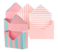 VILLCASE 4 Sobres Plegables para Ramo de Flores, Caja de Papel Flores, Caja de Obsequio Creativa para Floristería, 2 Rayas Azul Rosa 2 Rayas Vertical Rosa, Embalaje para Bodas y Cumpleaños