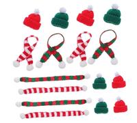 VILLCASE 48 Piezas Mini Knit Hats and Xmas Scarves Set Tiny Santa Hats For DIY Christmas Tree Ornaments Snowman Dolls and Wine Bottle Decorations