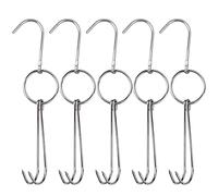 VILLCASE 5 Ganchos Diseño Doble de Acero Inoxidable Resistentes a Altas Temperaturas No se Doblan Fácilmente, Paquete de 5 Piezas para Carne para Barbacoa y Cocina