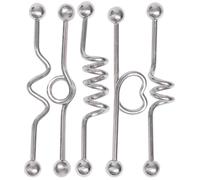 VILLCASE 5 Piezas Pendientes de Barra Industrial de Acero Inoxidable Plateados para Piercing de Oreja Joyas Creativas Unisex Accesorios para Moda y Cuerpo Set para Uso Diario