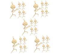 VILLCASE 5 Series Colgante Hombrecito Divertido Encantos Gemas Dijes Para Pulseras Fabricación De Joyas Amuletos Para Hacer Joyas Acero Inoxidable Golden 5 Piezas X 5