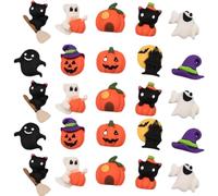 VILLCASE 50 Piezas Adornos Material Resistente de Resina para Halloween Diseño de Monstruos Adorables, Accesorios para Decorar Coronas y Cajas de Papelería y Estilo Caricatura