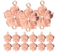VILLCASE 50 Piezas Conectores de Joyería Forma de Flor Accesorios para Diy para Collares y Pulseras de Joyería Artesanal Color Rosa Dorado