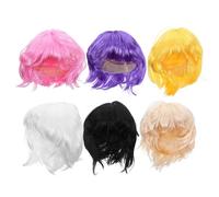 VILLCASE 6 Pelucas Sintéticas Bob Cortas para Mujer Set de 6 Colores Pelucas Rizadas para Fiestas Cosplay Disfraces y Eventos
